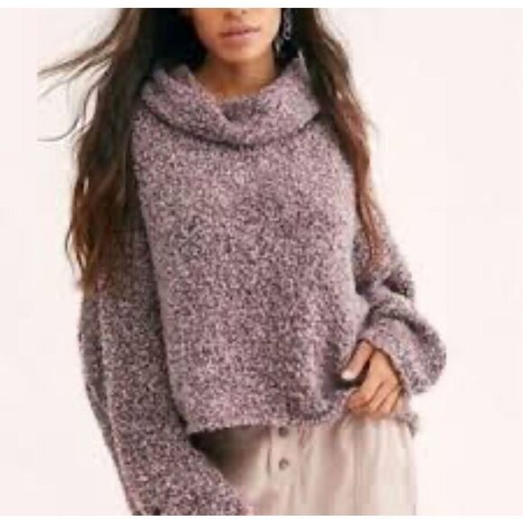 Free people BFF sweater in Berry oversized cowl neck women’s size medium (0655) - Picture 2 of 8